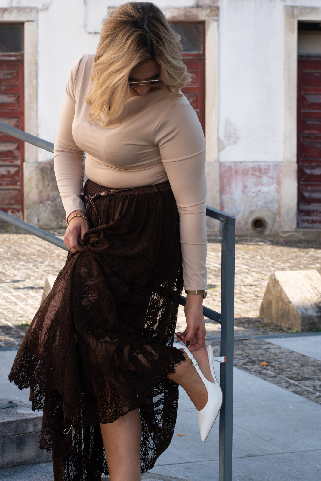 Saia comprida em renda