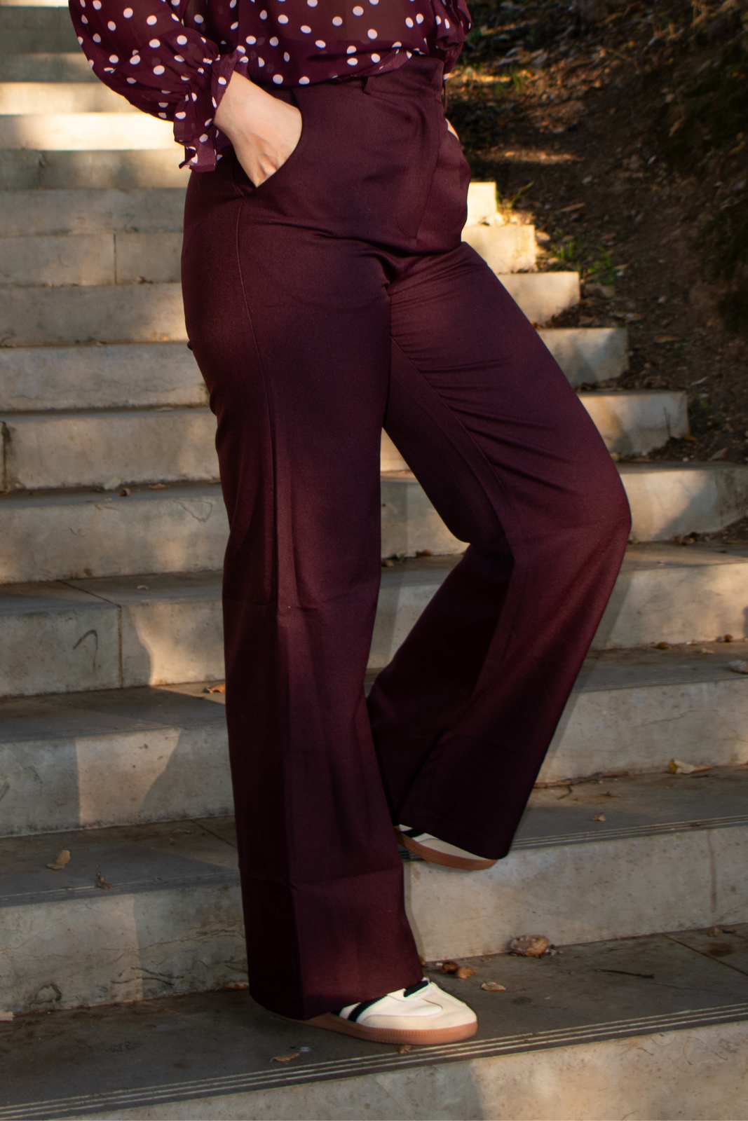 Calças de fato de cintura subida