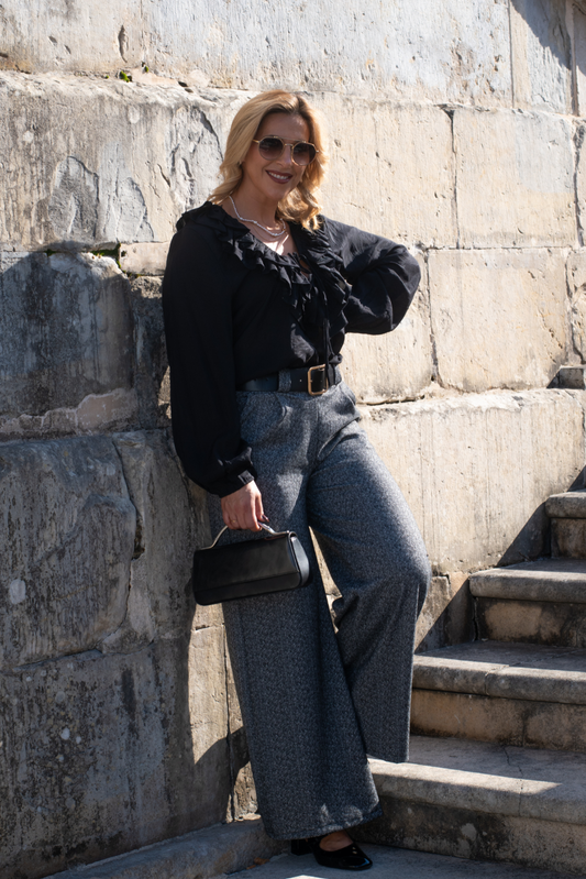 Calças palazzo em malha