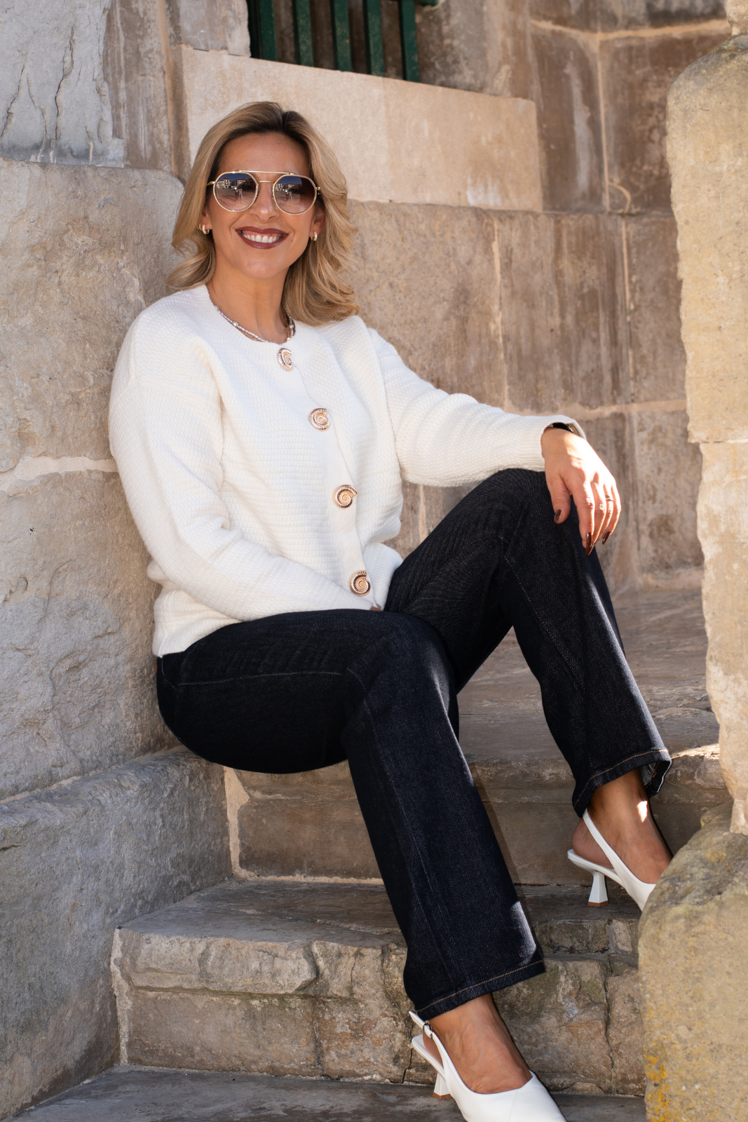 Casaco de malha texturada