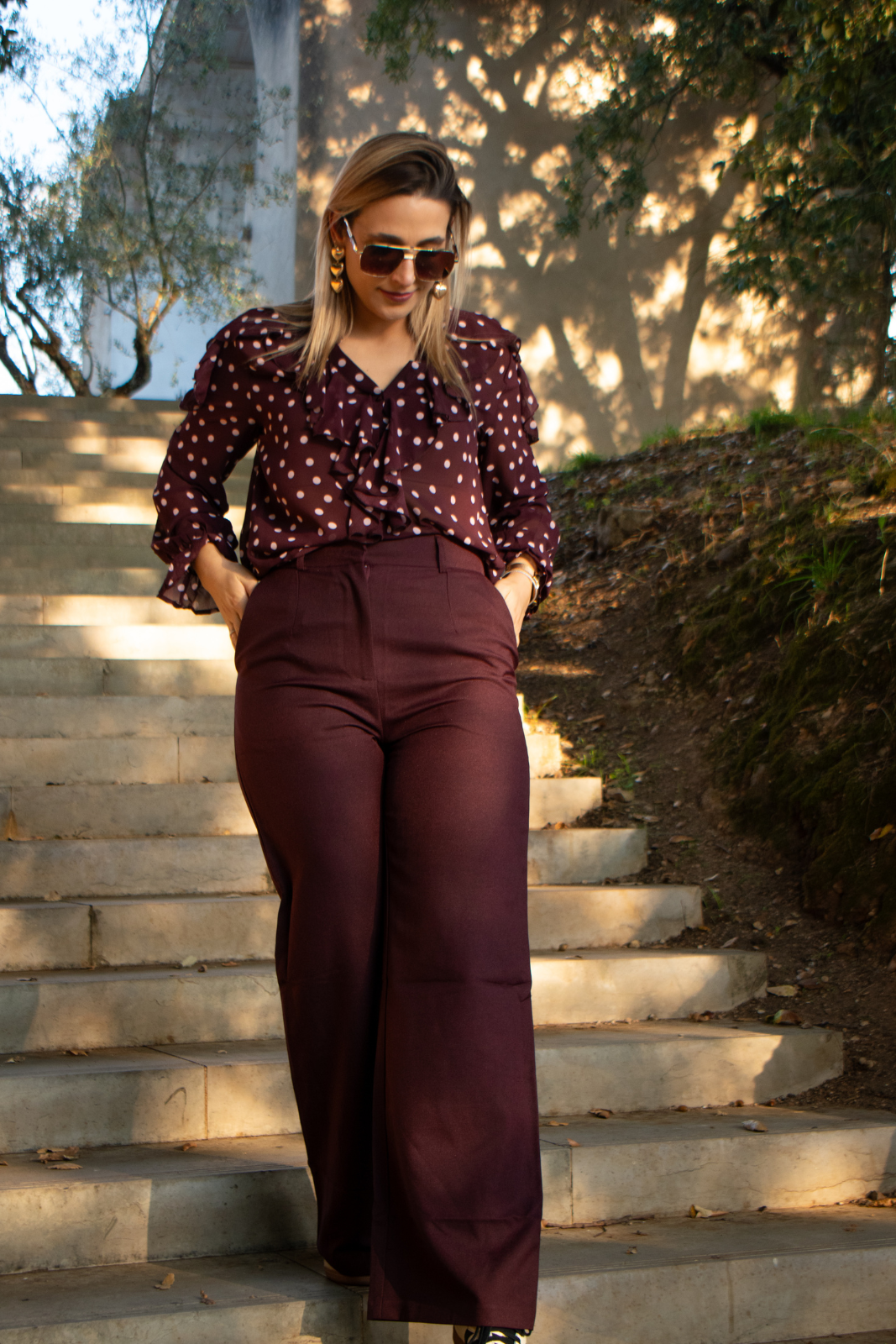 Calças de fato de cintura subida