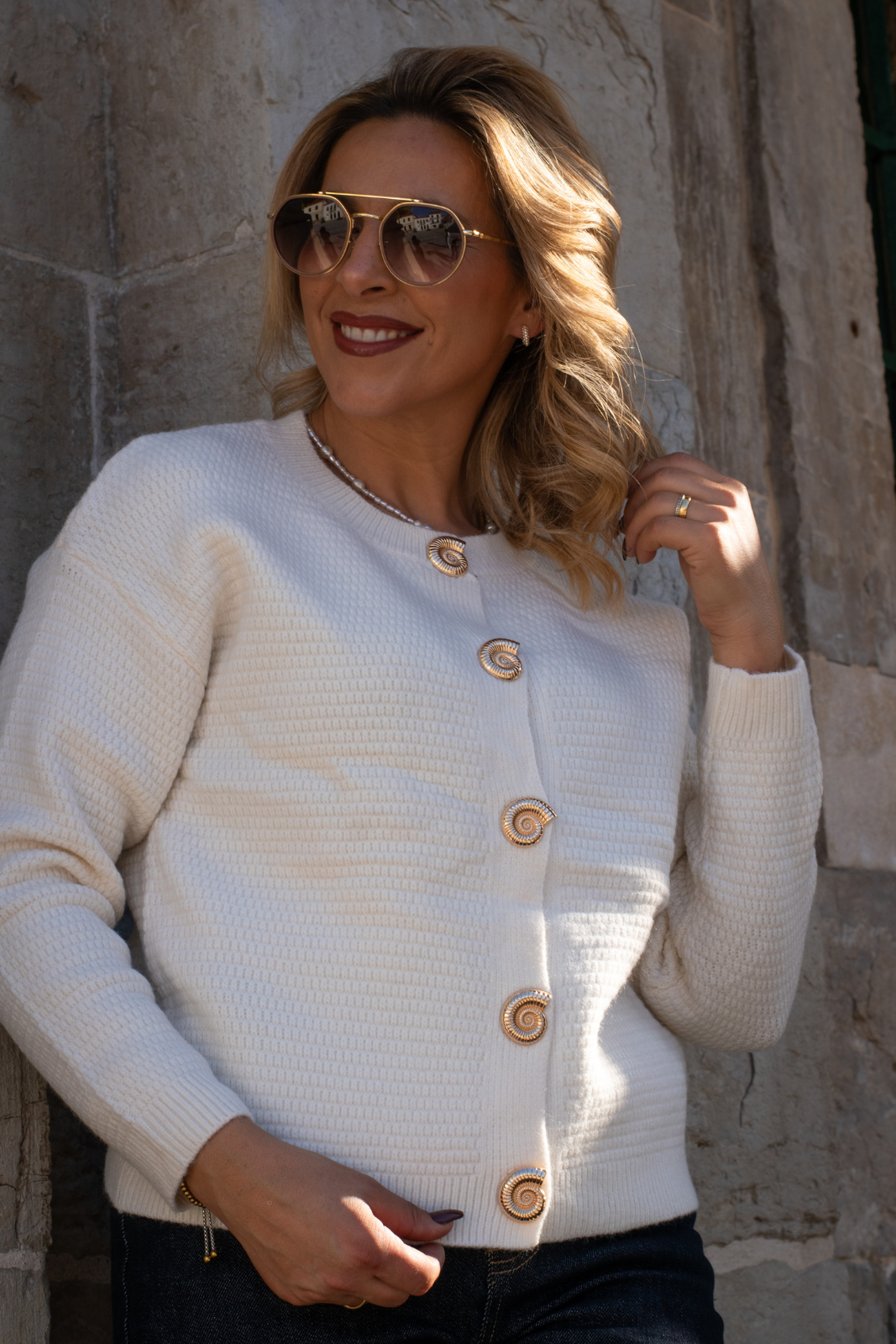 Casaco de malha texturada